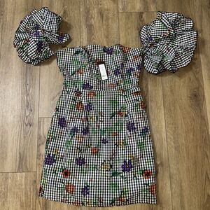 Romeo and Juliet couture floral Black‎ checked dress NWT